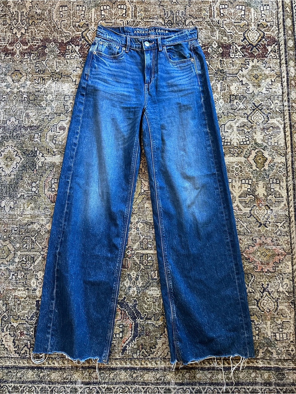 American Eagle Women’s Super High-Rise Baggy Wide-Leg Jeans Blue Size 0
